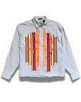 Sparkle Box Crop – Blue Stripe with Orange Ribbon & Paillettes