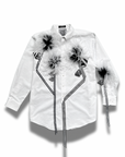 Ostrich Bloom Shirt – White with Custom Feather Pompoms