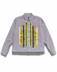 Sparkle Box Crop – Maroon Stripe with Earthtone Ribbon & Yellow Paillettes