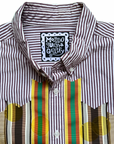Sparkle Box Crop – Maroon Stripe with Earthtone Ribbon & Yellow Paillettes