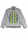 Sparkle Box Crop – Multicolor Stripe with Cool Ribbon & Blue Paillettes