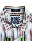 Sparkle Box Crop – Multicolor Stripe with Cool Ribbon & Blue Paillettes