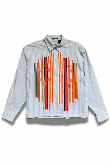 Sparkle Box Crop – Blue Stripe with Orange Ribbon & Paillettes