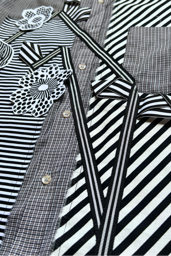 Gallery Pocket Shirt – Grey Pullover with Ribbon Brushwork