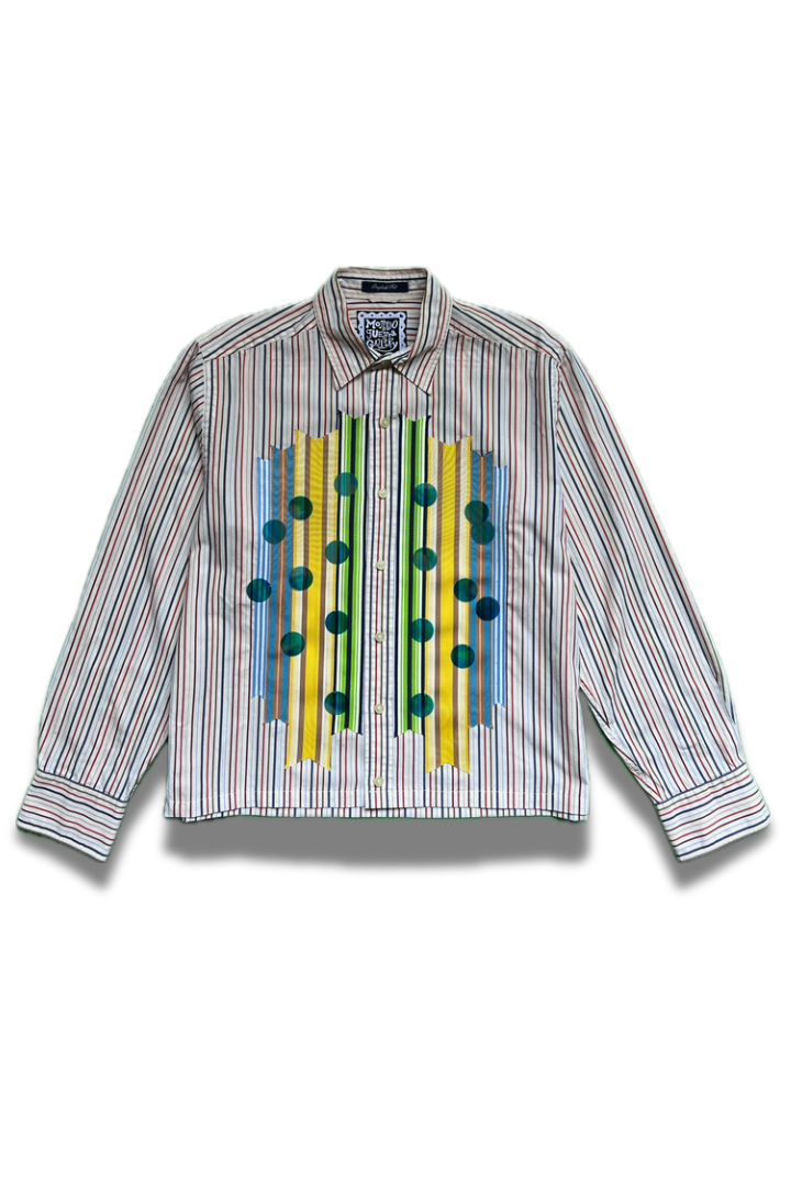 Sparkle Box Crop – Multicolor Stripe with Cool Ribbon & Blue Paillettes